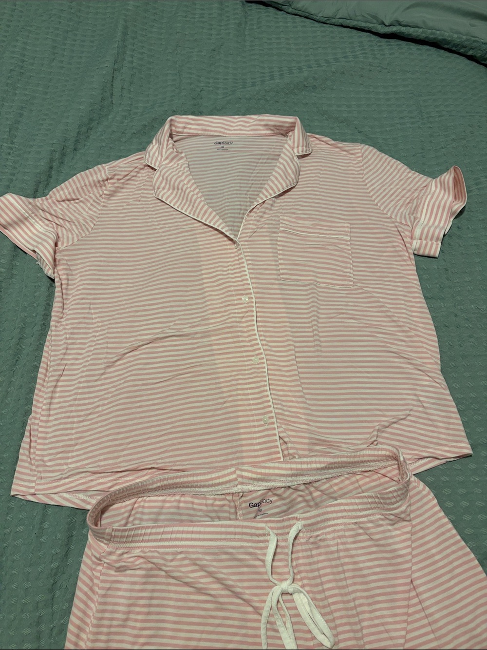 Pink & White Striped Women's Sleep Top and Bottom PJs